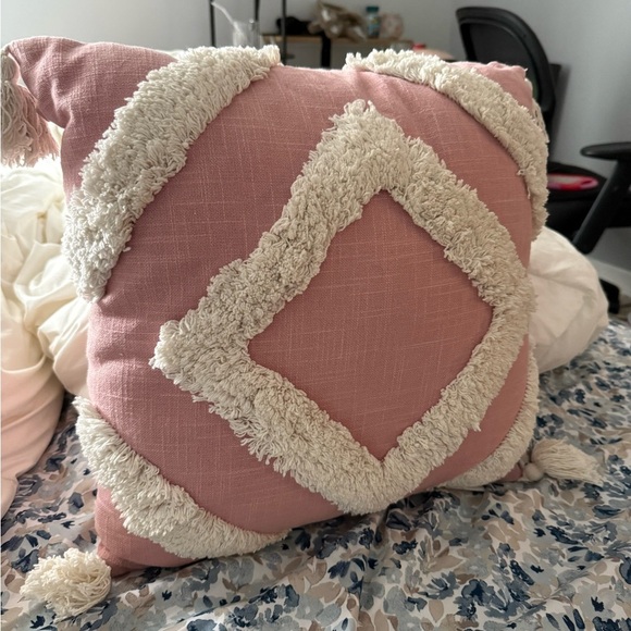 Pink and Cream Decorative Pillow - Picture 1 of 7